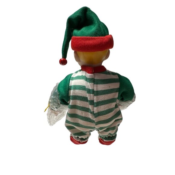 Vintage Elf Doll With Candy Cane Striped Ladder Christmas Decor - Picture 10 of 13